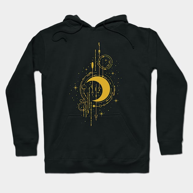 Vintage Celestial Mystical Crescent Moon Hoodie by SLAG_Creative